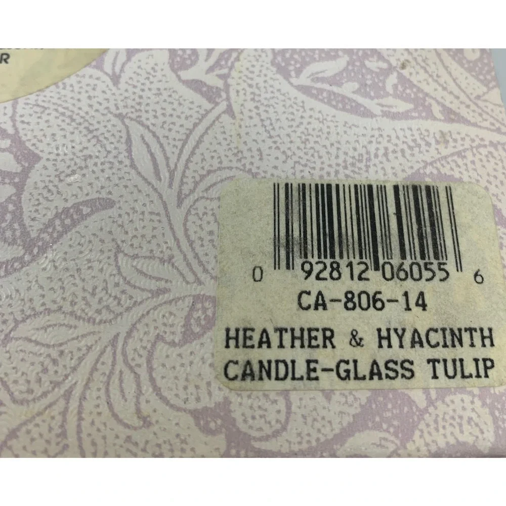 Vintage Seasons Inc Heather & Hyacinth Candle Frosted Tulip Glass Holder NEW